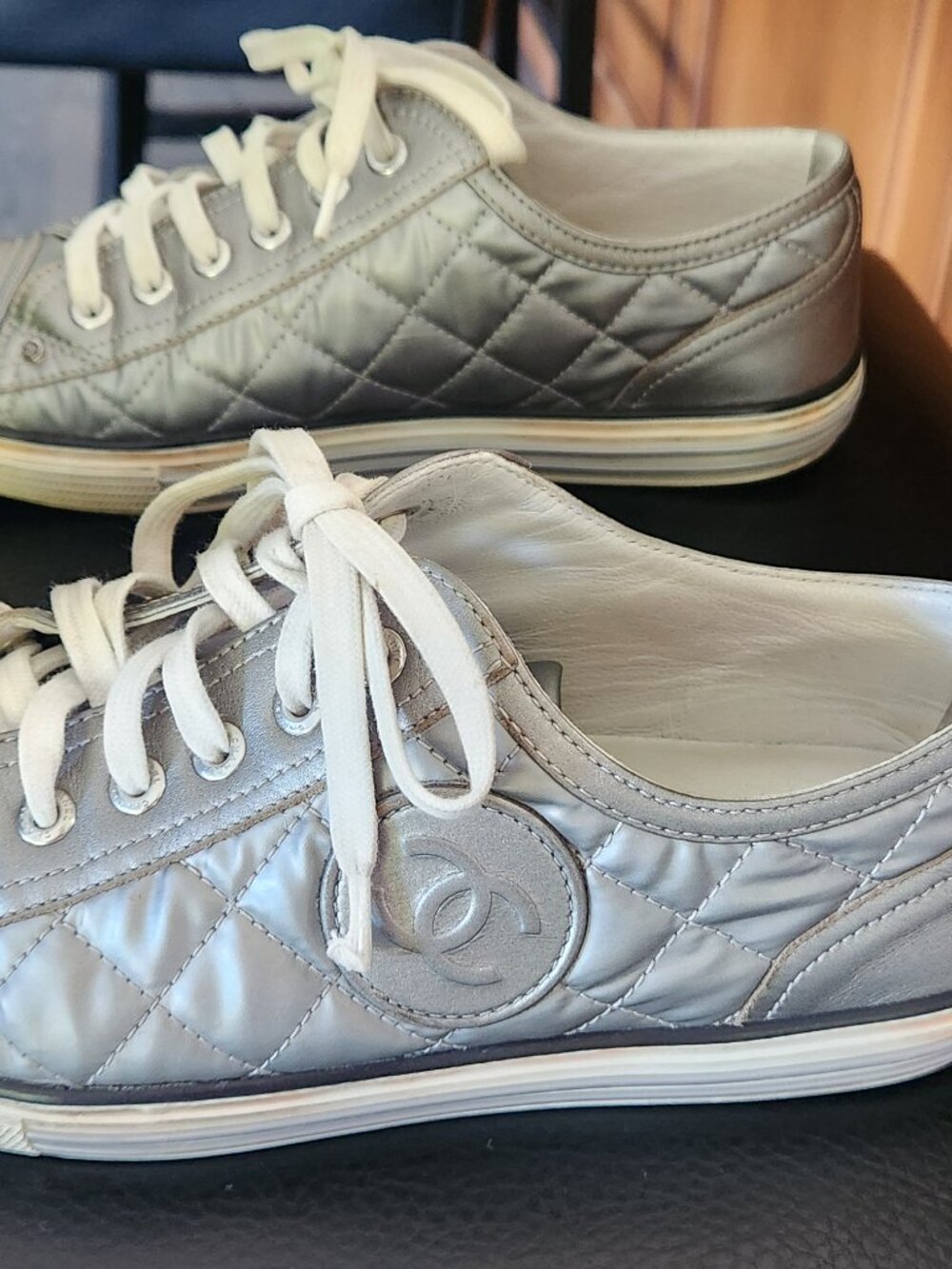 Chanel sneakers - silver quilted